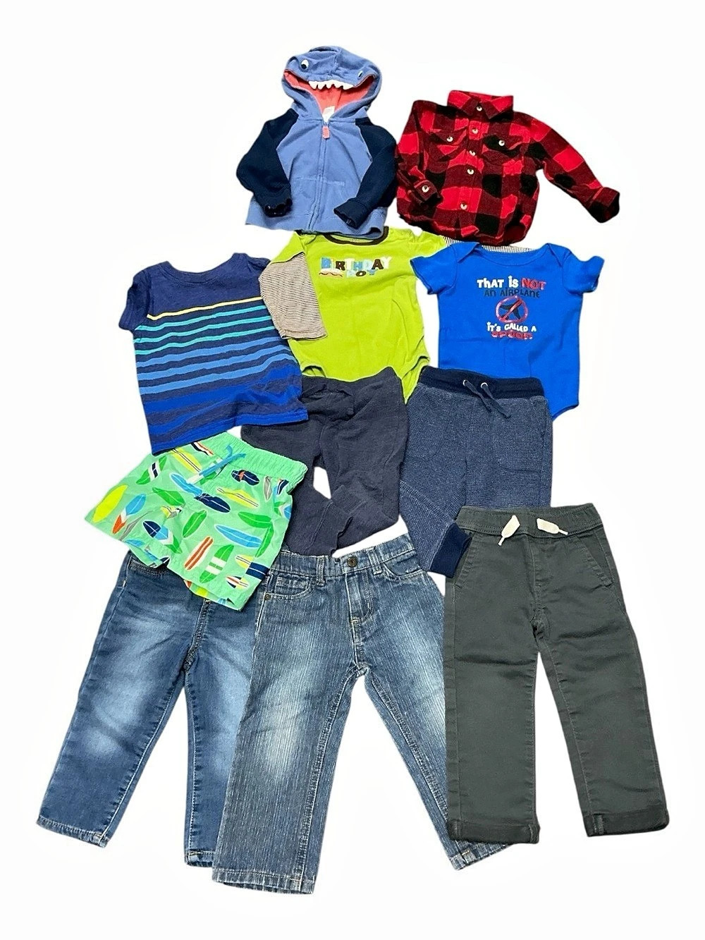 Boys Clothing Lot Blue Green Plaid 18 Months